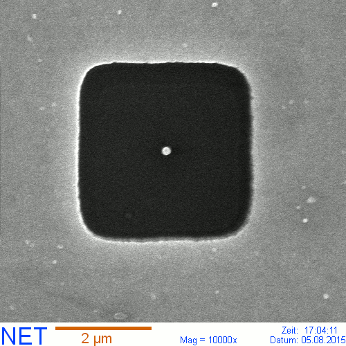 EBID emitter in MEMS extraction opening, top view